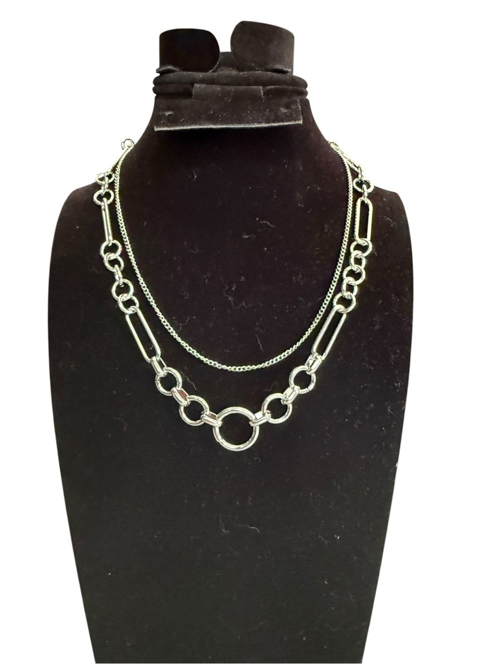 Layered Silver-Link Chain Necklace for Women